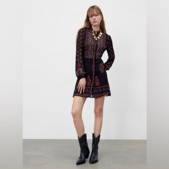 ZARA BOHO DRESS WITH EMBROIDERED YOKE - Picture 4 of 4